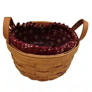 1995 Longaberger button basket with fabric liner and plastic insert signed SDM